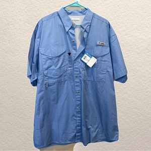 COLUMBIA PFG Large Men's Shirt Light Blue
